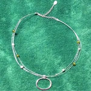 🌹Icing green bead Silvertone necklace